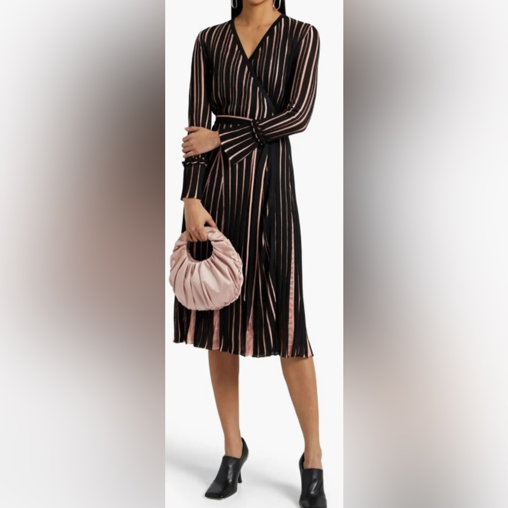 NWOT DVF Edeline striped knitted wrap dress XS